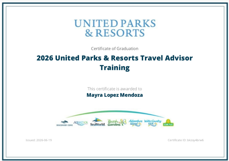 Certificado de United Park y Resort