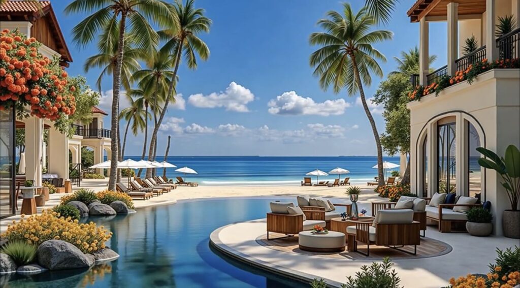 Imagen de un hotel con alberca serca de la playa